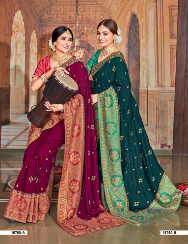 Silk Embroidery Work Saree For Wedding Occasion