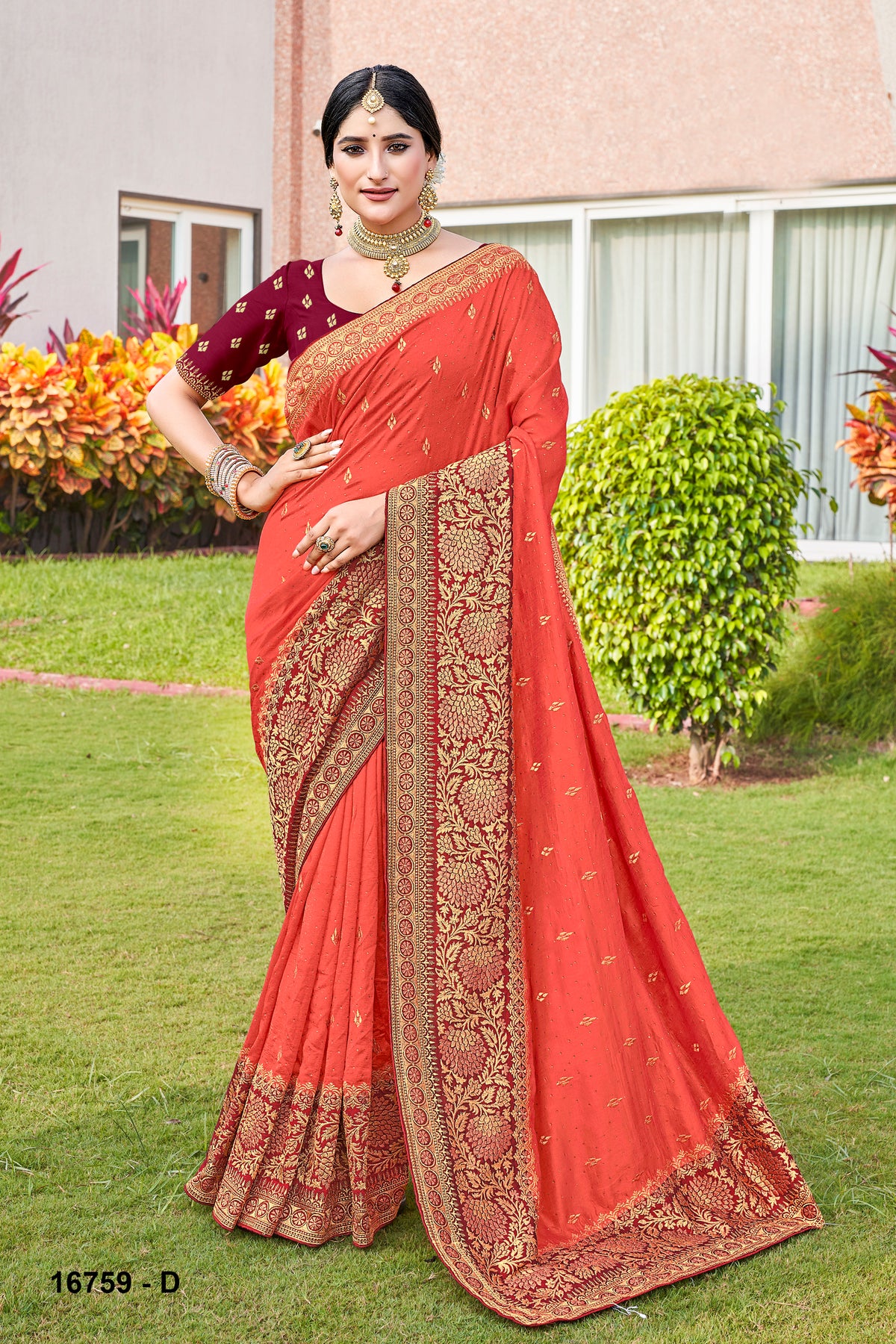 Orange Ethnic Silk Saree With Heavy Work Border