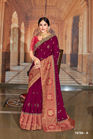 Silk Embroidery Work Saree For Wedding Occasion