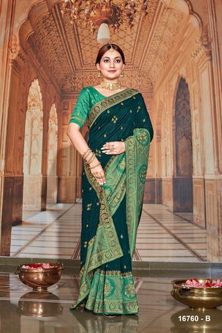 Elegant Peacock Green Work Saree For Any Occasion