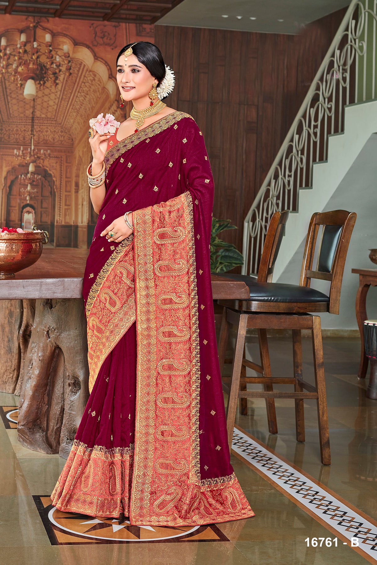 Authentic Maroon Silk Saree With Heavy Work Border