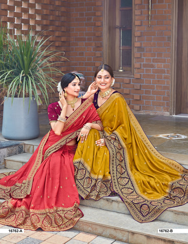 Yellow Elegant Silk Saree WIth Heavy Siroshki Work Border