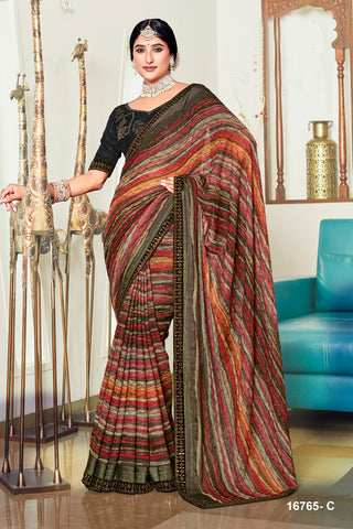 Designer Saree With Shiroshki diamond work