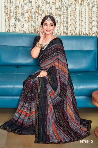 Black Elegant Georgette Saree For Party Function