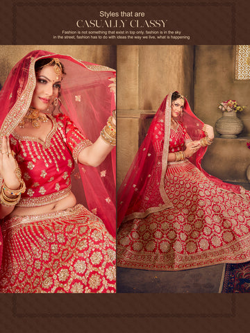 Rani Heavy Embroidered Silk Flared Bridal Lehenga Choli