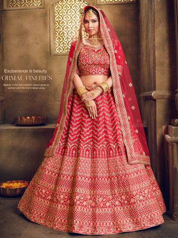 Rani Heavy Embroidered Silk Flared Bridal Lehenga Choli