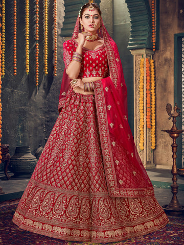 Rani Embroidery and Zarkan Work Velvet Lehenga Choli