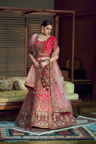 Hot Red Elegant Embroidery Hand Work Velvet Semi Stiched Lehenga Choli With Net Dupatta.