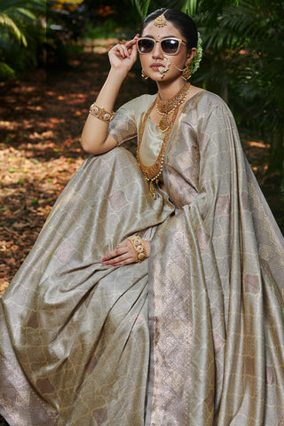 Sarees for Every Occasion: Grey Banarasi Silk Saree