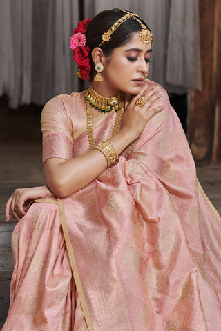 Versatile Pink Banarasi Silk Saree