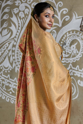 Majestic Drapes Orange Banarasi Silk Sarees