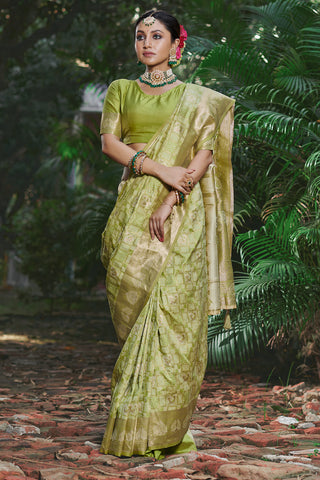 Treasures of Tradition Green Banarasi Silk Saree