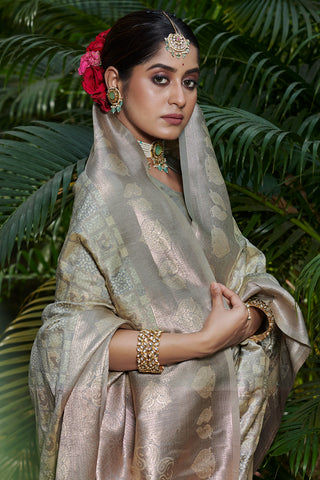 Grey Banarasi Silk Sarees to Admire