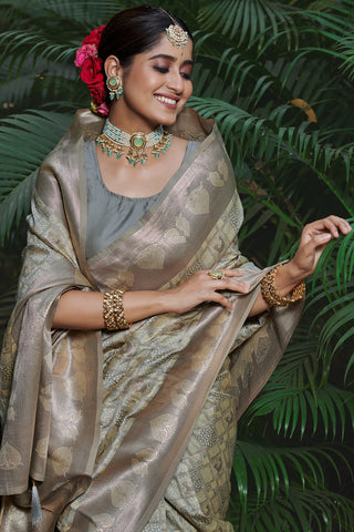 Grey Banarasi Silk Sarees to Admire