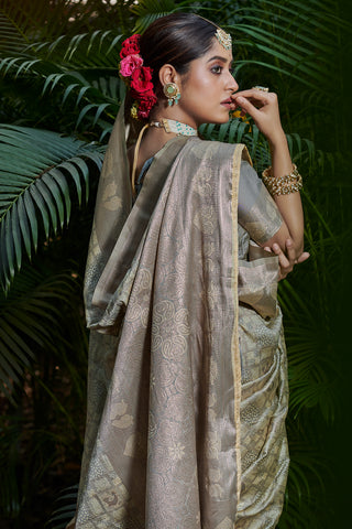 Grey Banarasi Silk Sarees to Admire