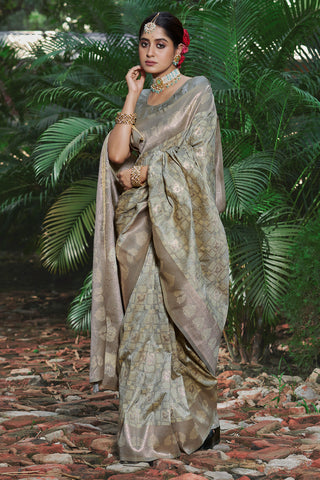 Grey Banarasi Silk Sarees to Admire