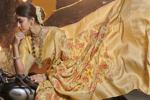 A Symphony in Silk Yellow Banarasi Silk Saree