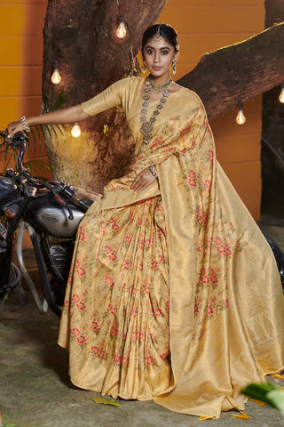 A Symphony in Silk Yellow Banarasi Silk Saree