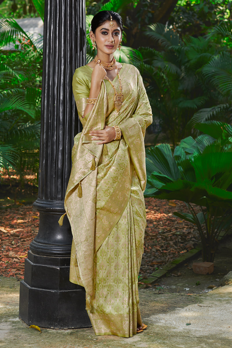 Mint Green Banarasi Silk Saree