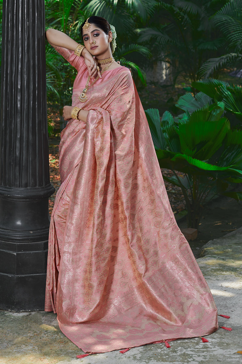 Regal Threads Pink Banarasi Silk Saree