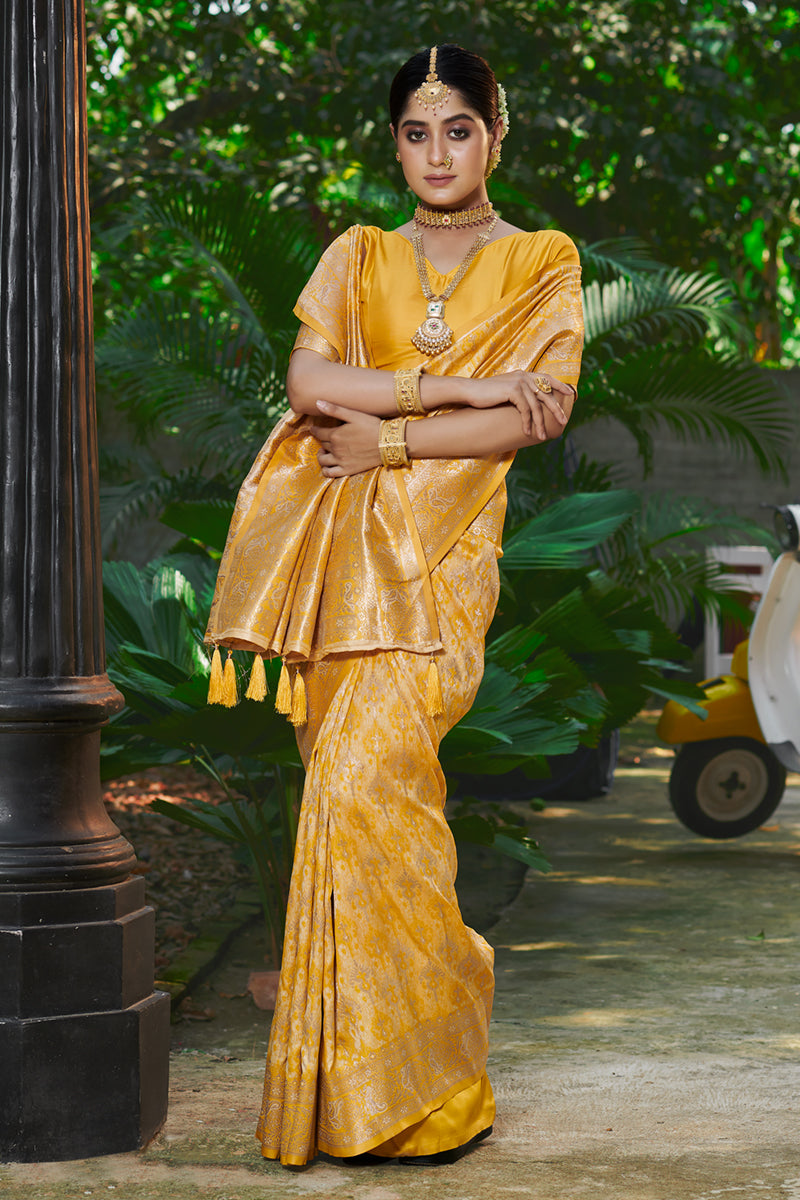 Silk Couture Yellow Banarasi Slik Saree