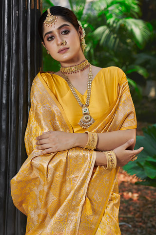 Silk Couture Yellow Banarasi Slik Saree