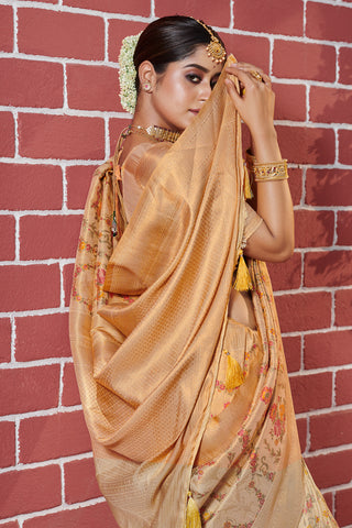 Luxurious Orange Banarasi Silk Saree