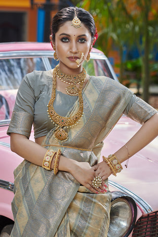 Unraveling the Beauty of Silk Grey Banarasi Silk Saree