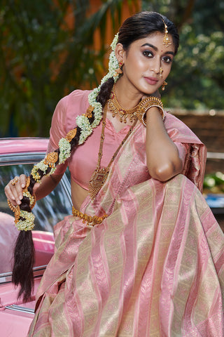 Effortless Elegance in Sarees Pink Banarasi Silk Saree