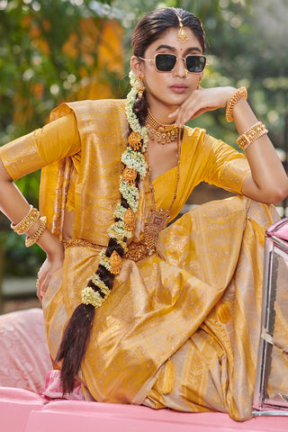 Yellow Royal Banarasi Silk Saree