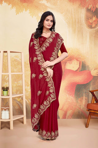 Captures the brilliance of vibrant colors chiffon saree -17095