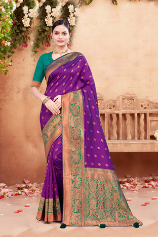 Suggests a harmonious blend of colors and stylish rapier silk saree -25390