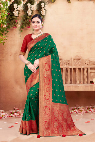 Suggests a harmonious blend of colors and stylish rapier silk saree -25390