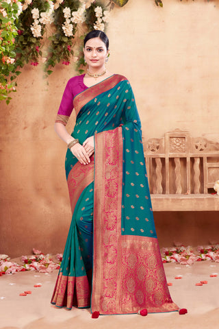 Suggests a harmonious blend of colors and stylish rapier silk saree -25390