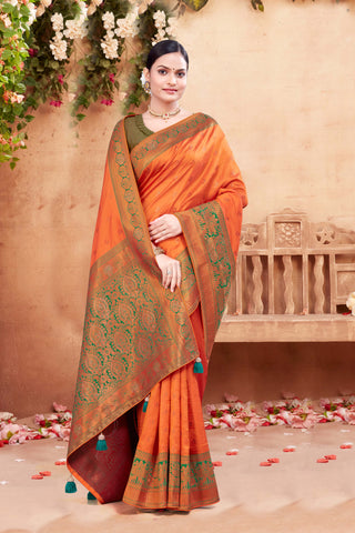 Suggests a harmonious blend of colors and stylish rapier silk saree -25390