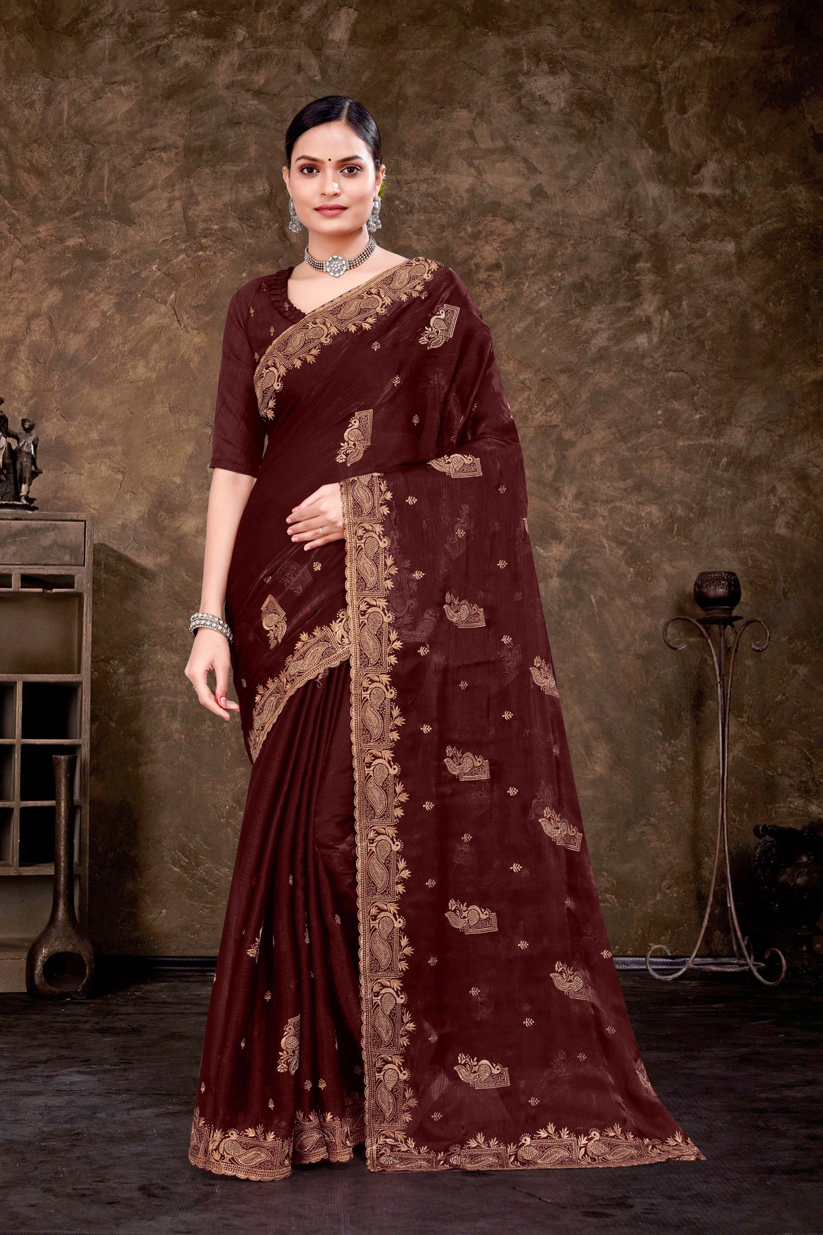 New Latest Multicolor Chiffon Saree -17010