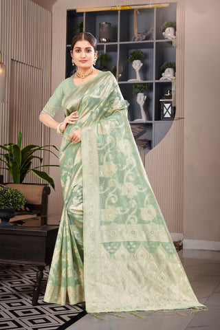 Suggests a harmonious blend of colors and stylish rapier silk saree -25493