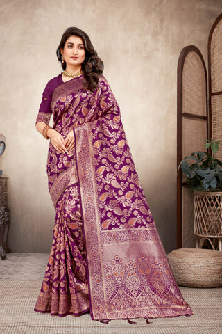 Highlights the lively and intricate weaves of multicolor rapier silk sarees -25470