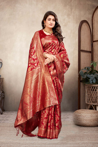 Highlights the lively and intricate weaves of multicolor rapier silk sarees -25470